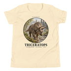 Triceratops kids T-shirt in Natural — Deep Time Atlas Plate 003, PaleoThreads