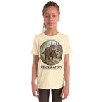 Triceratops kids T-shirt in Natural — Deep Time Atlas Plate 003, PaleoThreads